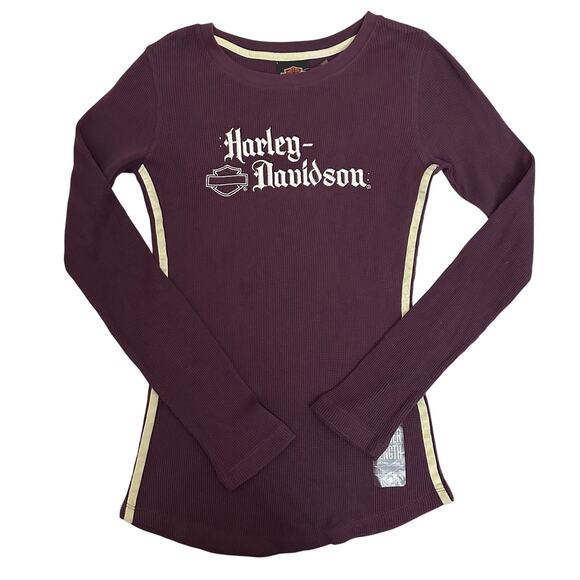 Harley Davidson Knit Long Sleeve Shirt Purple Size Small Palm Beach Embroidered - Picture 1 of 10